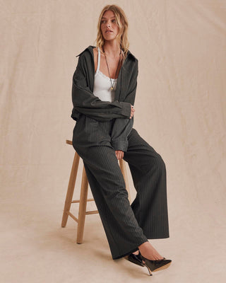 Blake Pinstripe Jacket Charcoal