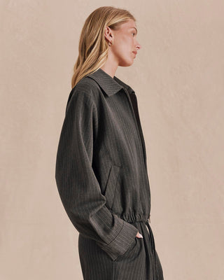 Blake Pinstripe Jacket Charcoal