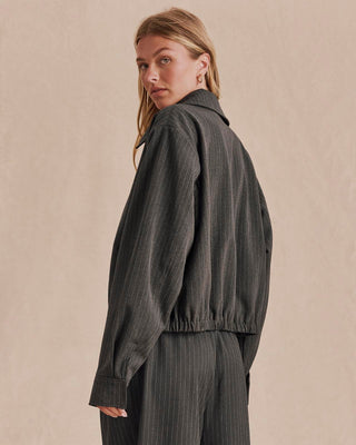 Blake Pinstripe Jacket Charcoal