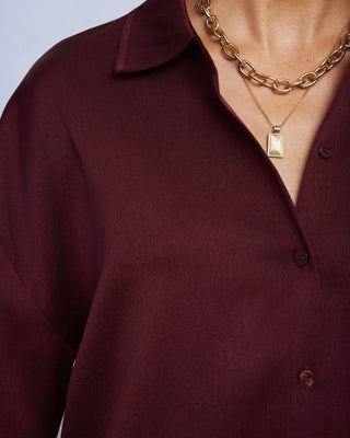 Clara Button Down Merlot