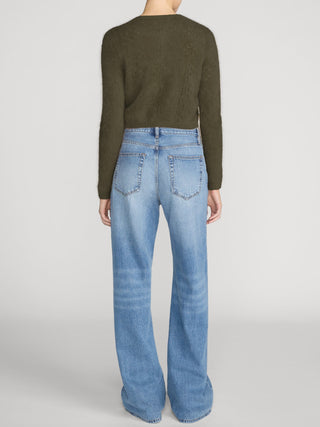 Cashmere Airy Teddy Cardi Deep Olive