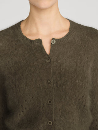 Cashmere Airy Teddy Cardi Deep Olive