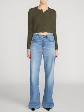 Cashmere Airy Teddy Cardi Deep Olive