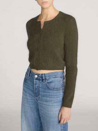 Cashmere Airy Teddy Cardi Deep Olive