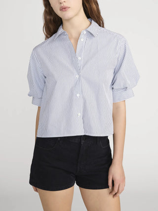 The Billow Sleeve Shirt Navy Stripe