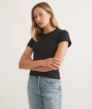 Lexi Rib Sun-In Crew Tee Faded Black