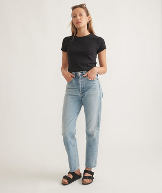 Lexi Rib Sun-In Crew Tee Faded Black