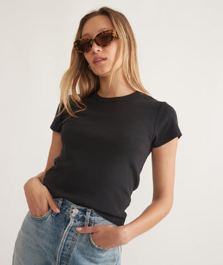 Lexi Rib Sun-In Crew Tee Faded Black