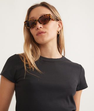 Lexi Rib Sun-In Crew Tee Faded Black