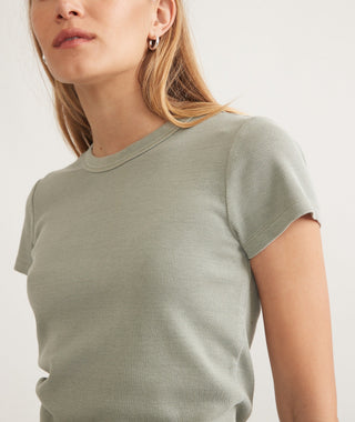 Lexi Rib Sun-In Crew Tee Faded Olive