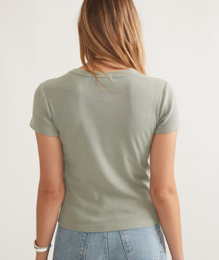 Lexi Rib Sun-In Crew Tee Faded Olive