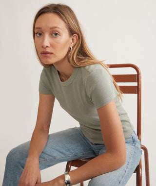 Lexi Rib Sun-In Crew Tee Faded Olive