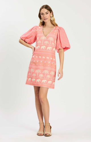 Lexi Linen Tropical Dress Shell Pink