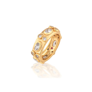 Maharani Hammered Ring Clear Cubic Zirconia