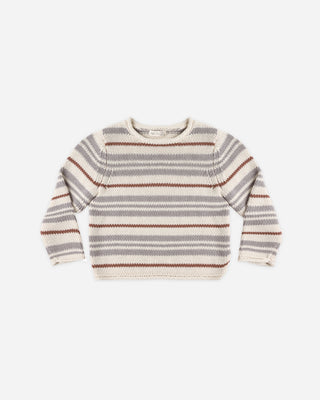 Jacques Sweater Dusty Blue Stripe Natural