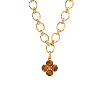 Berry Clover Double Sided Charm Pendant Tigers Eye