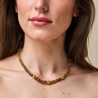 Berry Single Strand Petite Beads Necklace 16”+2” Teak