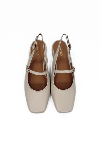 Athena Mary Jane Flats Bone