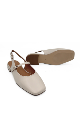 Athena Mary Jane Flats Bone