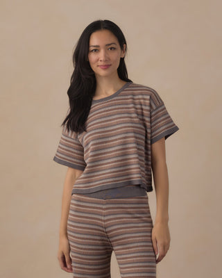 Women’s Knit Wide Leg Multi-Stripe Dusty Blue