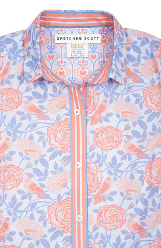 Boyfriend Smell The Roses Shirt Periwinkle Coral