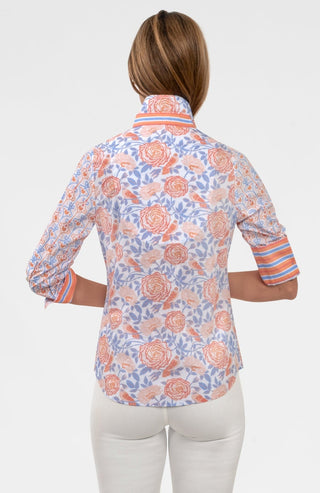 Boyfriend Smell The Roses Shirt Periwinkle Coral