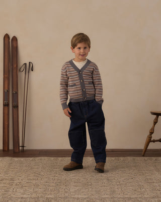 Wynn Cardigan Multi-Stripe Dusty Blue