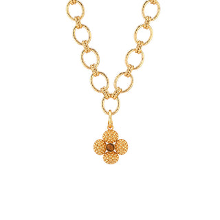 Berry Clover Double Sided Charm Pendant Tigers Eye