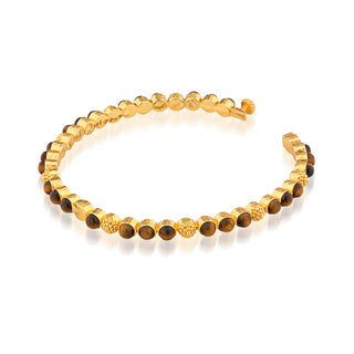Berry Gem Petite Hinged Bangle Tigers Eye