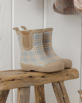 Rain Boots Blue Plaid