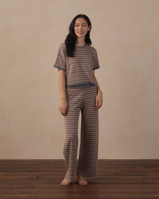 Women’s Knit Wide Leg Multi-Stripe Dusty Blue
