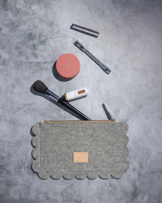 Deco Edge Merino Wool Pouch Granite Vachetta