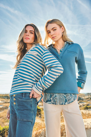 Aida Relaxed Buttondown St. Augustine Bird Palm Blue