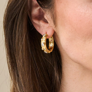 Maharani Huggie Hoop Earrings Clear Cubic Zirconia