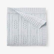 Load image into Gallery viewer, PALE BLUE LEAF KNIT BABY BLANKET