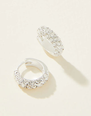 Cristal Silver Pave Hoop Earrings Crystal