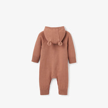 Load image into Gallery viewer, RUST HOODED COTTON KNIT BABY JUMPSUIT