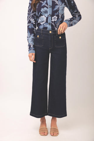 Landon Wide Leg Crop Jean Dark Bayou Rinse Wash