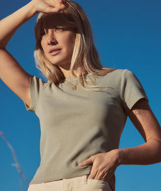 Lexi Rib Sun-In Crew Tee Faded Olive