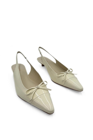 Montecito Slingback Leather Kitten Heel Bone