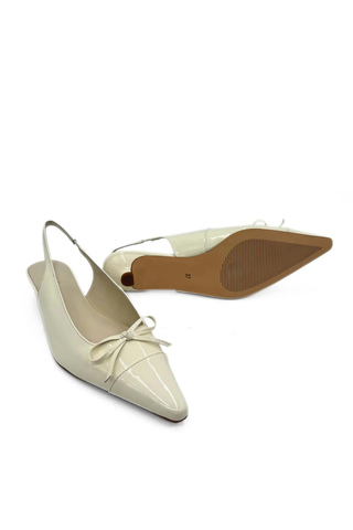 Montecito Slingback Leather Kitten Heel Bone