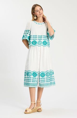 Isla Embroidered Top White Ceramic