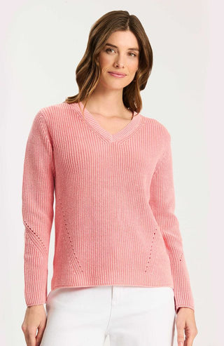 Mineral Wash V-Neck Sweater Shell Pink