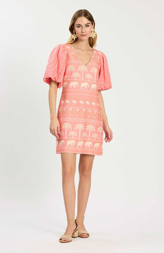 Lexi Linen Tropical Dress Shell Pink
