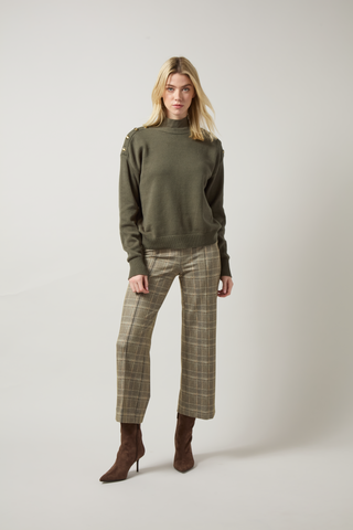 Livia Crop Pant Smoked Green Plaid