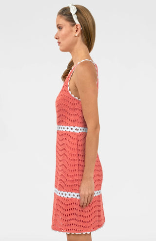 Rikki Cotton Dress Eyelet Coral