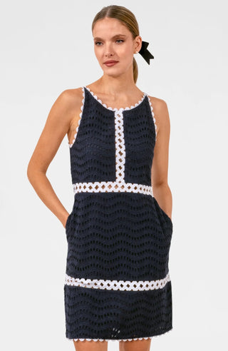 Rikki Cotton Dress Eyelet Navy