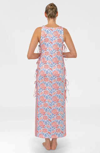 Tie Smell The Roses Maxi Dress Periwinkle Coral