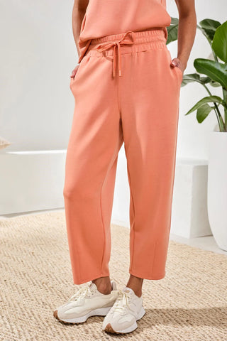 Soft Modal Barrel-Leg Elastic Waist Joggers Guavablush