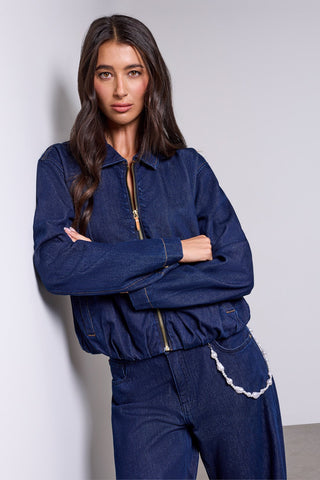 Bubble Hem Denim Jacket Aftermidnight